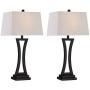 Maxax Table Lamp Set of 2 Modern Black Bedside Desk Lamp with White Drum Shade Nightstand Lamp for Bedroom, Living Room, or Office