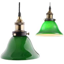 HTRUIYA Green Glass Hanging Light ，Creative Industrial Edison Vintage Style Home Lighting Restaurant Bedroom Living Room Retro Emerald Green Glass Pendant Light