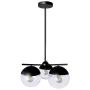 A1A9 Globe Glass Chandeliers Ceiling Lights, Mid Century Clear Glass Sphere Chandelier with 3-Light, LED Pendant Light Fixture for Dinning Room, Living Room, Office, Bedroom, Lounge (Black)