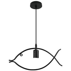 KIICN Chandelier Pendant Lighting Holder, Adjustable Hanging Light Fixtures Fish-Shaped Iron Lamp Holder Farmhouse Pendant Light E27 Base for Kitchen Island Dining Room Living Room Hotel Black