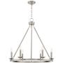 Myland Brushed Nickel Wagon Wheel Chandelier 27'' Wide Modern 6-Light Fixture for Dining Room House Foyer Kitchen Island Entryway Bedroom - Franklin Iron Works
