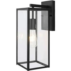 Outdoor Wall Lantern, Outdoor Light Fixtures Wall Mount, Black Exterior Wall Sconce Fixture, Waterproof Porch Wall Lamp with Clear Glass Shade for Entryway, Porch, Doorway