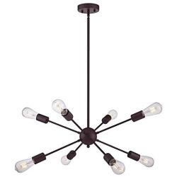 VINLUZ 8 Light Sputnik Chandelier Oil Rubbed Bronze Ceiling Light Fixtures Industrial Pendant Lights Modern Chandelier Lighting Kitchen Bathroom Dining Room Bed Room Hallway