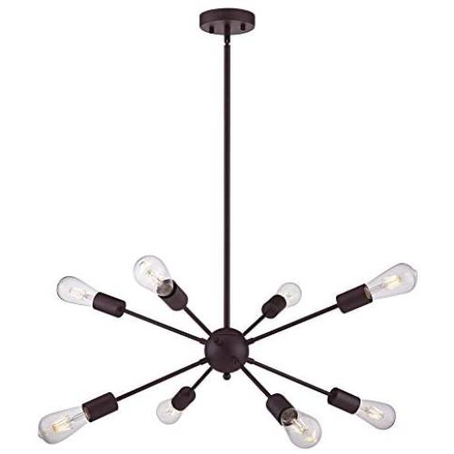 VINLUZ 8 Light Sputnik Chandelier Oil Rubbed Bronze Ceiling Light Fixtures Industrial Pendant Lights Modern Chandelier Lighting Kitchen Bathroom Dining Room Bed Room Hallway