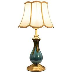 CUICAN E26 Ceramic Decoration Table Lamp, Modern Copper Base Creative Fabric Lampshade Bedside Reading Lamp for Living Room Office Desk Lamp-d 50x29cm(20x11inch)