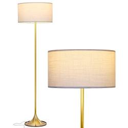 Brightech Quinn - Floor Lamp for Mid Century Modern Living Rooms - Contemporary Office & Bedroom Standing Light Matches Your Style and Gets Compliments - Antique Brass / Gold