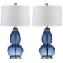 Safavieh Lighting Collection Mercurio Blue Double Gourd 28.5-inch Table Lamp (Set of 2)