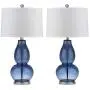 Safavieh Lighting Collection Mercurio Blue Double Gourd 28.5-inch Table Lamp (Set of 2)