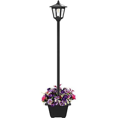 Lovinouse 67 Inch Outdoor Solar Lamp Post Light with Planter, Solar Powered Vintage Street Lights for Outdoor Landscape Pathway Patio Garden Yard