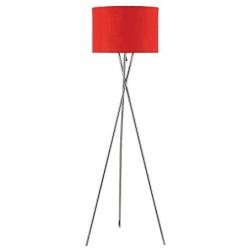 Ambiore Lisboa Tripod Floor Lamp - 62 inch Morden for Living Room Office - Metal Chrome Tripod with Red TC Fabric Shade