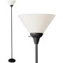 Floor Lamp by Light Accents - Mary Floor Lamp for Living Rooms - Standing lamp - Pole Light - Torchiere Floor Lamp - Bedroom Floor Lamp - Torch Lamps Bright Reading Light with White Shade - Black