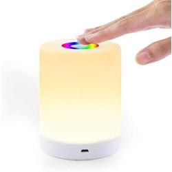 Night Light, Table Touch Lamp for Bedrooms Nightstand, Portable Cordless Rechargeable Bedside Lamps, Mini Dimmable Warm White Light & Color Changing RGB