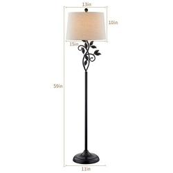 Maxax Traditional Floor Lamp with Linen Fabric Shade for Living Room and Bedroom, Black