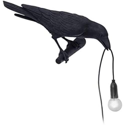 LOVIVER Artificial Bird Shaped Table Lamp, Bedside Wall Lamp, Desk Lamp Night Light for Adults Kids, for Bedrooms, Living Rooms, Office Decoration - Left_Black Wall