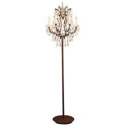 zytyeu American Country Iron Crystal Floor Lamp Retro Living Room Bedroom Dining European Style Luxury Floor Lamp