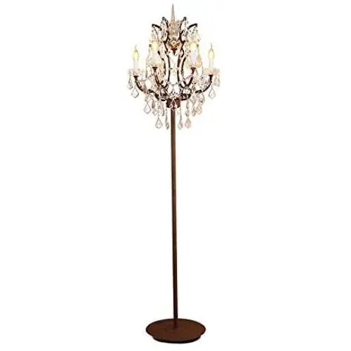 zytyeu American Country Iron Crystal Floor Lamp Retro Living Room Bedroom Dining European Style Luxury Floor Lamp