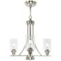 BONLICHT Contemporary Chandelier 3 Light Brushed Nickel Modern Lighting Fixtures Hanging Clear Glass Shades Pendant Light Classic Ceiling Lamp for Kitchen Dinging Room Living Room Bedroom Hallway