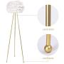 Maxax Tripod Floor Lamp – Feather Floor lamp with White Feather Shade, Modern Standing Light with Gold Finish for Bedrooms/Living Room/Dining Room/Kitchen