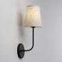Pathson Vintage Wall Sconce, 1-Light Wall Light with Linen Fabric Lamp Shade, Industrial Wall Mounted Fixture for Bedroom Living Room, Dark Black Finish 2-Pack (Black)
