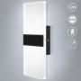 Lightess Modern Wall Sconces Set of 2, LED Hardwired Wall Lamp, Square Aluminum Wall Mount Sconce, Black Brushed Acrylic Up Down Wall Sconces for Bedroom Hallway Living Room, 12W Cool White