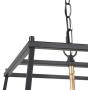LALUZ Modern Industrial Metal Chandeliers with Crystal, Black Farmhouse Chandelier Pendant Light, 3 Light Square Cage Chandeliers for Foyer, Dining Room, Kitchen, Hallway