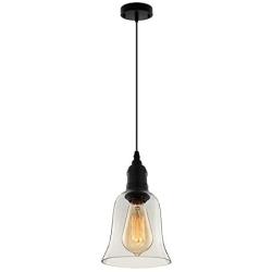 Industrial Vintage Retro Single Light Mini Pendant Light - LITFAD 5.5'' Pendant Lamp Ceiling Light Chandelier with Clear Bell Glass Shade