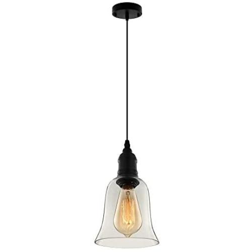 Industrial Vintage Retro Single Light Mini Pendant Light - LITFAD 5.5'' Pendant Lamp Ceiling Light Chandelier with Clear Bell Glass Shade