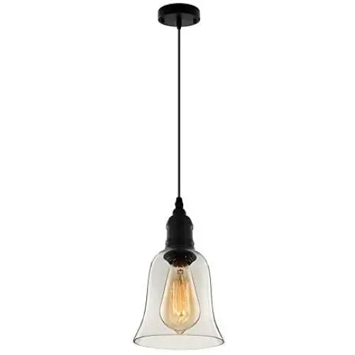 Industrial Vintage Retro Single Light Mini Pendant Light - LITFAD 5.5'' Pendant Lamp Ceiling Light Chandelier with Clear Bell Glass Shade