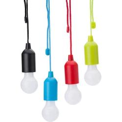 GardenTastico Decorative and Portable LED Bulb Light On A Pull-Rope | Outdoor, Kids Room, Dorm Room, Reading Lamp, Decoration | Set of 4 (Red, Orange, Green, Yellow) | Battery Operated | 44-Inch Cord