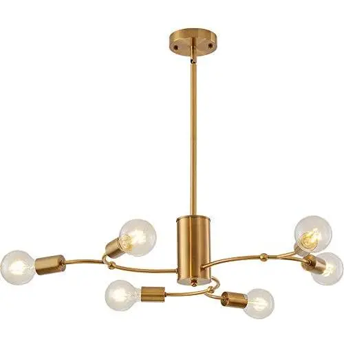 Mid Century Sputnik Chandelier 6 Lights Brushed Brass Modern Pendant Lighting Ceiling Sputnik Light Fixture by Xilicon Mid Century Sputnik Chandelier 6 Lights Brushed Brass Modern Pendant Lighting Ceiling Sputnik Light Fixture by Xilicon
