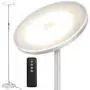 Outon Floor Lamp, 30W 2400LM LED Modern Torchiere Sky Lamp, Bright Standing Lamp with 3 Color Temperatures, Adjustable Brightness, Remote Touch Control, USB Port for Living Room Bedroom, Silver Grey