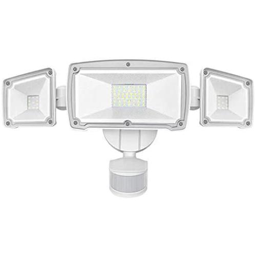 GSBLUNIE LED Security Lights Outdoor 4000LM, 42W 6000K Super Bright Motion Sensor Light, 3 Adjustable Head, IP65 Waterproof Flood Light Outdoor for Entryways, Stairs, Yard and Garage