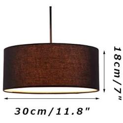 ANYE 15ft Plug-in UL On/Off Dimmer Switch Cord 1-Light Emelia Rustic Lodge Burlap Drum Black Lamp Shade Pendant Lights Cafe Lights for Dining Room Bulbs Not Included　TB0947-4.5M