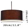 ANYE 15ft Plug-in UL On/Off Dimmer Switch Cord 1-Light Emelia Rustic Lodge Burlap Drum Black Lamp Shade Pendant Lights Cafe Lights for Dining Room Bulbs Not Included　TB0947-4.5M