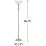 Amazon Brand – Ravenna Home Frosted Glass Living Room Standing Floor Lamp with LED Light Bulb - 69.75 Inches, Brushed Nickel