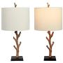 Maxax Table Lamps Sets of 2 Beside Nightstand Lamps with White Fabric Shade for Living Room and Bedroom,Rusty Finish