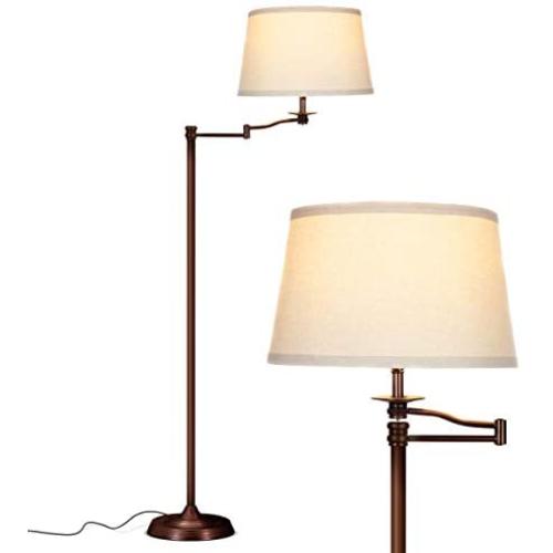 Brightech Caden Swing Arm LED Floor Lamp- Classic Lamp with Extending Arm - Diffusing Lamp Shade - Tall Industrial Uplight for Living Room, Family Room, Office or Bedroom - Bronze