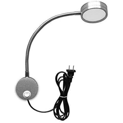 WeFoonLo 5W Wall Mounted Reading Light Flexible Gooseneck LED Sconce Lamp with Plug & Switch for Bedroom, Office, Workbench, Studio (03 Silver Warm)