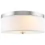 Kira Home Walker 15'' Mid-Century Modern 3-Light Flush Mount Ceiling Light, White Fabric Shade + Round Glass Diffuser, Brushed Nickel Finish