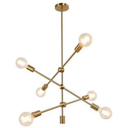 ISURAUL Sputnik Chandelier, 6-Light Modern Gold Adjustable Pendant Chandeliers Light Fixture for Dining & Living Room, Bedroom, Kitchen Island and Foyer