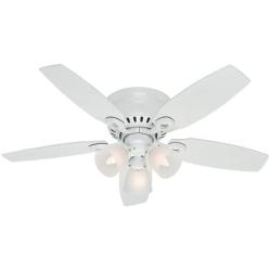 Hunter 52087 Hatherton Indoor Low Profile ceiling Fan with LED Light and Pull Chain Control, 46-inch, White