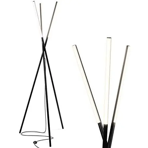 Brightech Stix LED Tripod Floor Lamp for Living Room - Dimmable Modern Standing Lamp, with 3 Lights for Bedroom - Contemporary Office Lighting- Black