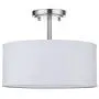 LED Fabric Drum Shade semi Flush Mount Ceiling Light PS Diffuser with Brushed Nickel Finish, Off White Fabric Chandeliers Shade for Bar, Dining Room, Corridor,Living Room.12.25'' 2 Light