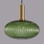 LITFAD Ribbed Glass Geometric Hanging Light Simplicity Single Light Chandelier in Brass Finish Modern Pendant Light Fixture for Hallway Dining Room Coffee Shop Restaurants Living Rooms - C Green