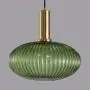 LITFAD Ribbed Glass Geometric Hanging Light Simplicity Single Light Chandelier in Brass Finish Modern Pendant Light Fixture for Hallway Dining Room Coffee Shop Restaurants Living Rooms - C Green