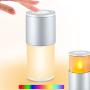 Table Lamp, Multifunction LED Touch Bedside Lamp with Flameless Candle Light & Color Changing RGB Light, Dimmable Warm White Night Light Rechargeable Battery for Bedrooms Living Room
