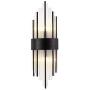 BOKT Mid-Century 2 Light Fixtures Wall Mount Lamp with Crystal Bar Wall Sconce Lighting, Elegant Wall Sconces with Black Metal Base for Bedroom Living Room Hallway Entryway Hotel Restaurant (Black)