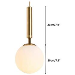 Modo Lighting Glass Pendant Light 1-Light Metal Hanging Lamp Vintage Adjustable Ceiling Pendant Light Fixtures for Living Room Kitchen Island (Bronze)