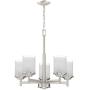 Kira Home Windsor 18.5'' Modern/Contemporary 5-Light Chandelier + Frosted White Linen Glass Shades, Brushed Nickel Finish
