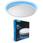 TALOYA LED Flush Mount Ceiling Light with Back Atmosphere Light (Ice Blue), 24W Round 12 Inch Low Profile Surface Mount Light Fixture for Bedroom Living Dining Room, Easy Installation